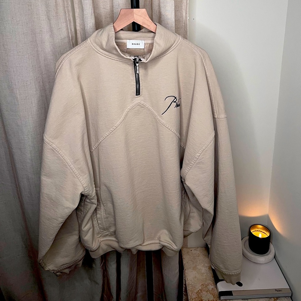 Rhude Quarter Zip Pullover “Sand”